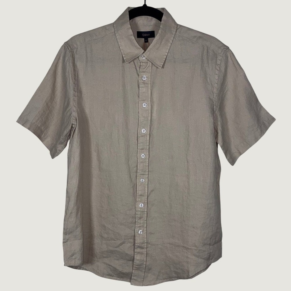 Quince Mens European Linen Short Sleeve Shirt Small Driftwood Casual Camp Resort